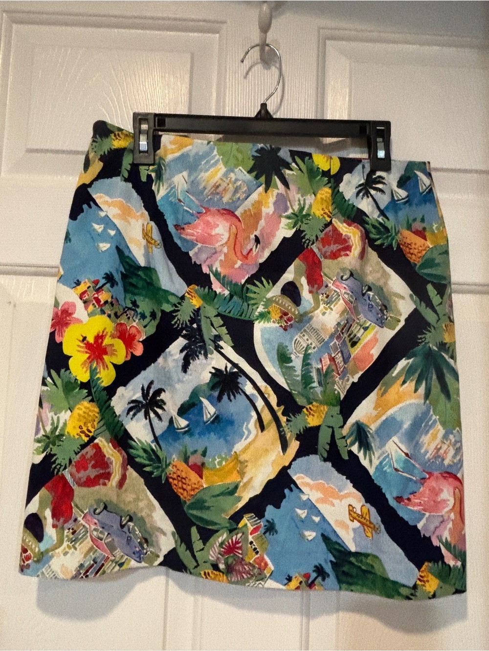 Talbots Tropical Print Mini Skirt - Navy, Yellow, Pink, Green